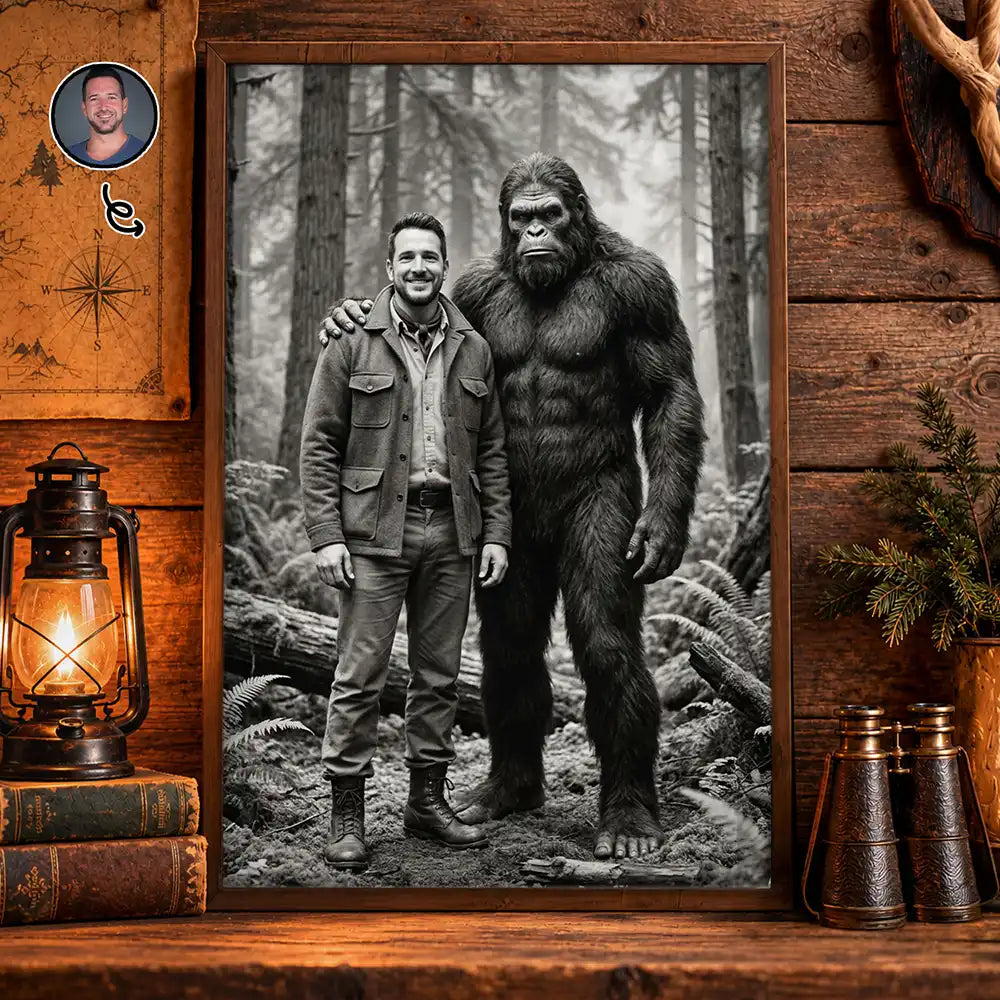 19th Century Sasquatch - Personalized Custom Photo Bigfoot Portrait Poster