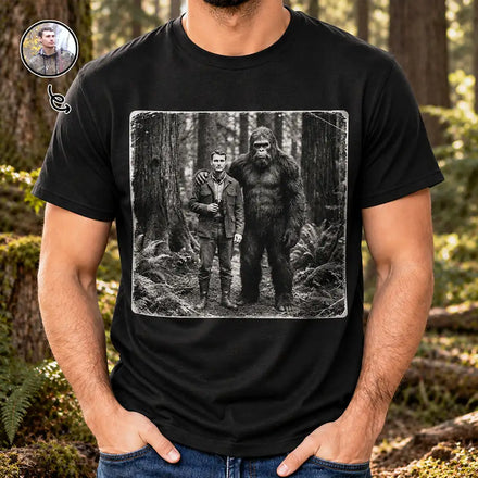 19th Century Sasquatch - Personalized Custom Photo Bigfoot Portrait T Shirt