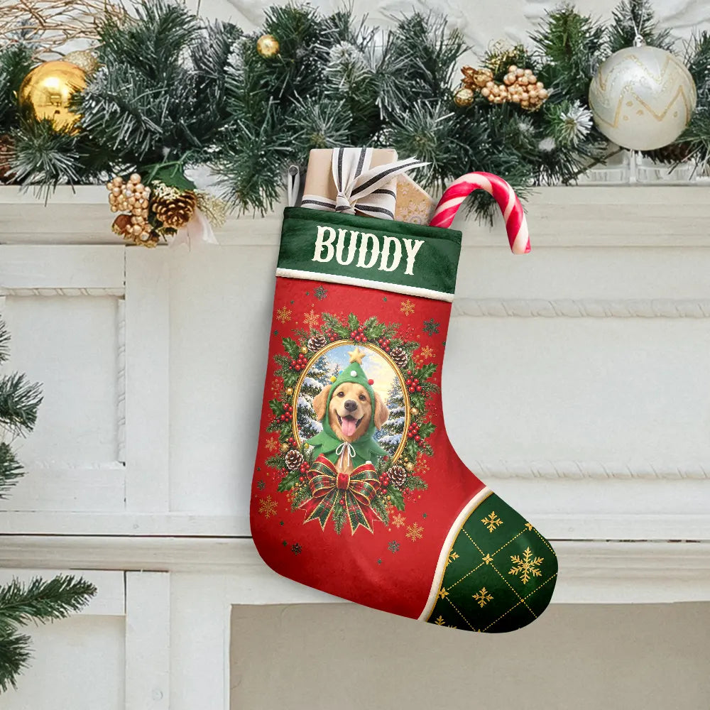 Art Design,Christmas,Custom Photo,Happy,Pet Lovers,Photo - Christmas Accessories 3D Cartoon Pet - Decor Gift For Pet Lovers - Personalized Custom Photo Pet Portrait Christmas Stocking