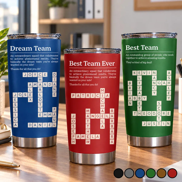 Crossword,Gift For Colleagues,Proud,Top Market - Gift For Coworkers - Personalized Crossword Best Team Ever Definition Tumbler