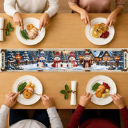 Christmas, Cozy, Family, Icon, Top Market - Christmas Decor Gift For Grandma And Mom - Personalized Family Name And Names Snowmen Together Table Runner