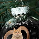 Christmas,Sad,Memorial,Cat Lovers - Custom Photo Heart-Shaped Collar With Fish Charm For Cat Lovers - Personalized Ball Ornament
