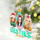 Christmas,Gift For Bestie,Non-Eng,Gift For Sisters - Besties Sisters Forever Christmas Tree Sea Glass Effect - Personalized Custom Shaped Acrylic Ornament