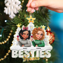 Christmas,Gift For Bestie,Non-Eng,Gift For Sisters - Besties Sisters Forever Christmas Tree Sea Glass Effect - Personalized Custom Shaped Acrylic Ornament
