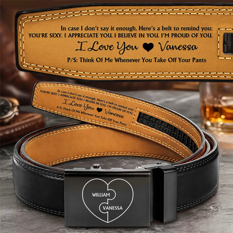 Gift For Couples,Gift For Husband,Gift For Boyfriend,Anniversary,Love - A Belt To Remind You I'm Proud Of You - Gift For Husband, Boyfriend, Anniversary - Personalized Leather Belt With Engraved Buckle