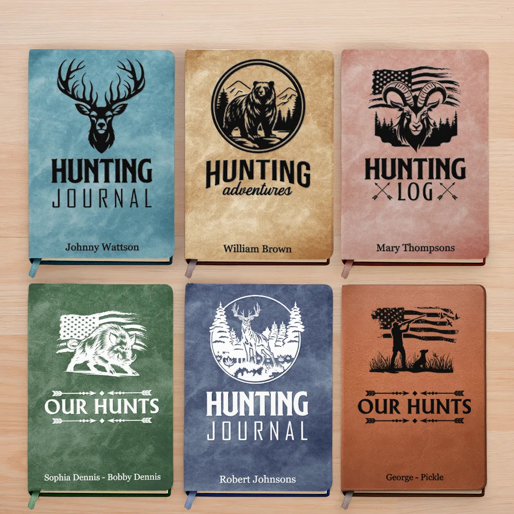Hunting Adventures Journal Log Gift For Hunting Lovers - Personalized Leather Journal