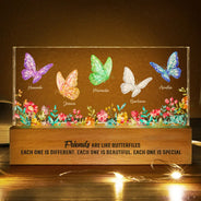 Gift For Bestie,Gift For Sibling,Gift For Sisters,Old Best friends - Besties Sisters Friends With Crystal Butterfly Effect - Personalized Rectangle LED Light