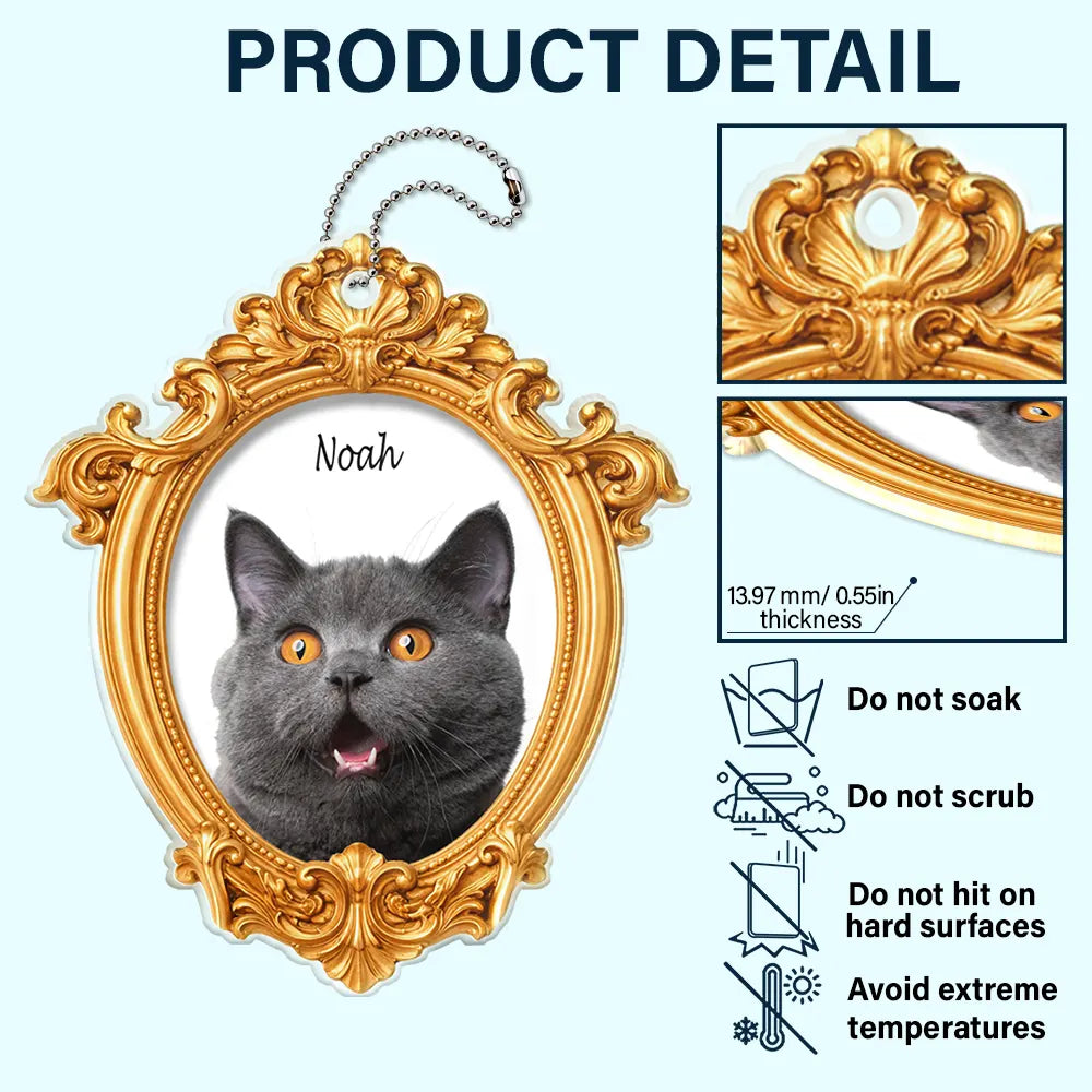 Memorial,Pet Lovers,Cat Lovers,Dog Lovers,Sad - Custom Photo Pet Memorial Ornate Frame Gift For Pet Lovers - Personalized Acrylic Car Hanger