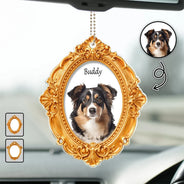 Memorial,Pet Lovers,Cat Lovers,Dog Lovers,Sad - Custom Photo Pet Memorial Ornate Frame Gift For Pet Lovers - Personalized Acrylic Car Hanger