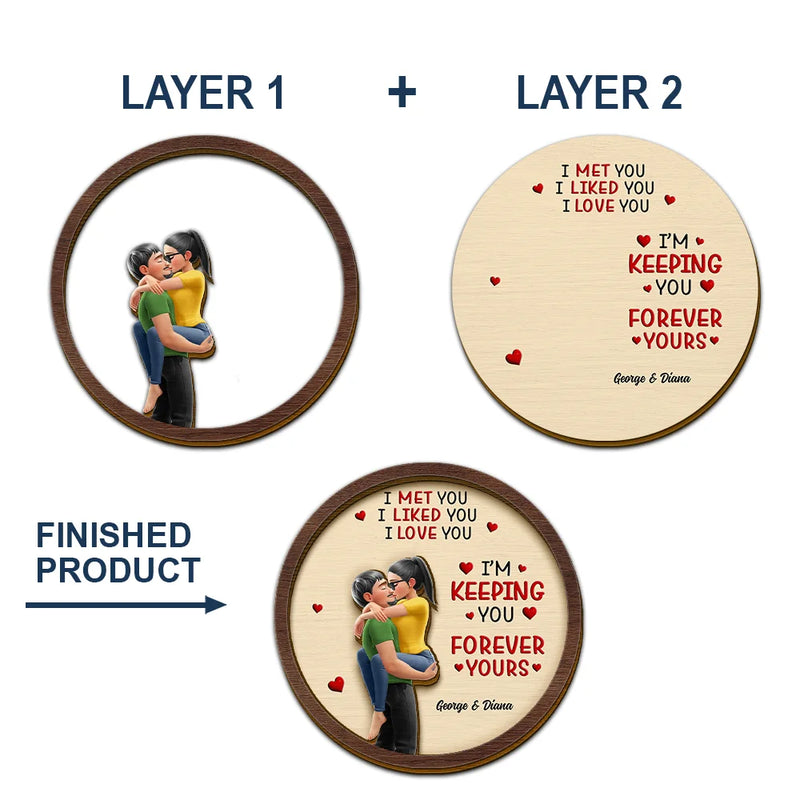 Gift For Couples,Gift For Husband,Gift For Wife,Gift For Boyfriend,Gift For Girlfriend,LGBT,Love - I Met You Liked You Loved You Forever Kissing Couple - Personalized Custom Shaped Car Visor Clip