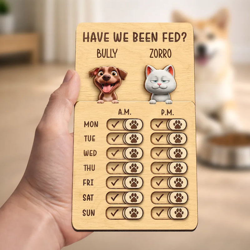Pet Lovers,Pet Mom,Pet Dad,Pet Couple,Dog Lovers,Dog Mom,Dog Dad,Cat Lovers,Cat Mom,Cat Dad - Funny Dog Cat Feeding And Medication Tracker - Personalized Wooden Pet Feeding Reminder