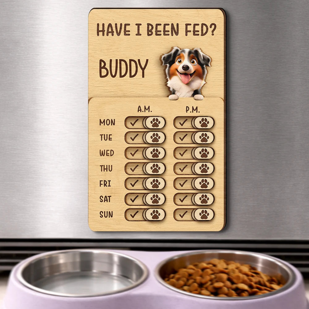 Funny Dog Cat Feeding And Medication Tracker - Personalized Wooden Pet Feeding Reminder