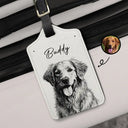 Family, Gift For Bestie, Dog Lovers, Cat Lovers, Happy, Custom Photo, Gift For Mother, Gift For Father - Custom Photo Pencil Sketch Family Besties Dog Cat Portrait - Personalized Luggage Tag