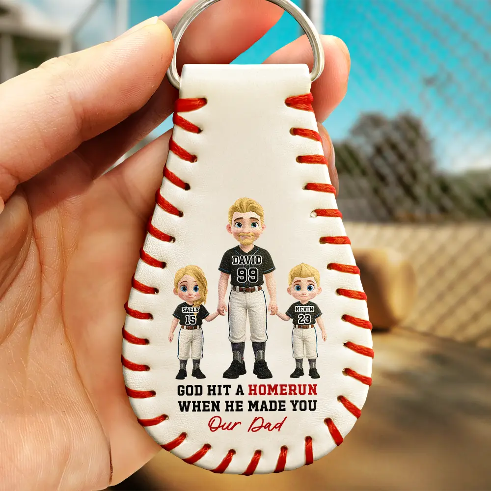Baseball,Gift For Mother,Sport Dad,Sport Mom,Gift For Father,Happy,Vector - I Caught The Best Mom Best Dad Baseball - Personalized Leather Baseball Keychain