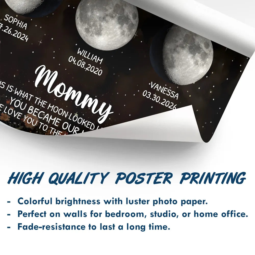 Gift For Mother,Mom - Children,Happy,New Mom,New baby - Moon Phase This Is What The Moon Looked Like - Personalized Poster