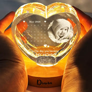 Gift For Mother,Gift For Father,New Dad,New Mom,New baby,Happy,Calendar,Photo - Calendar Custom Photo The Day You Became My Mommy Daddy - Personalized Crystal Heart Shaped Lamp