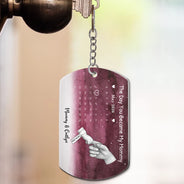 New Dad,New Mom,New baby,Gift For Father,Gift For Mother,Happy,Non-Eng,Calendar,Adorable - Calendar The Day You Became My Dad Mom Holding Hands - Personalized Aluminum Keychain