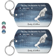 New Dad,New Mom,New baby,Gift For Father,Gift For Mother,Happy,Non-Eng,Calendar,Adorable - Calendar The Day You Became My Dad Mom Holding Hands - Personalized Aluminum Keychain
