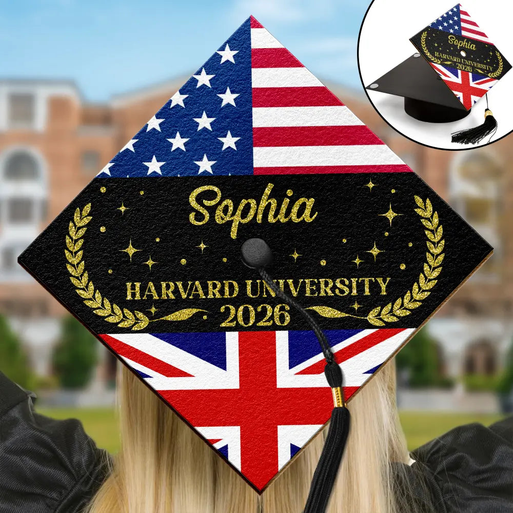 Two Country Flags - Personalized Graduation Cap Topper
