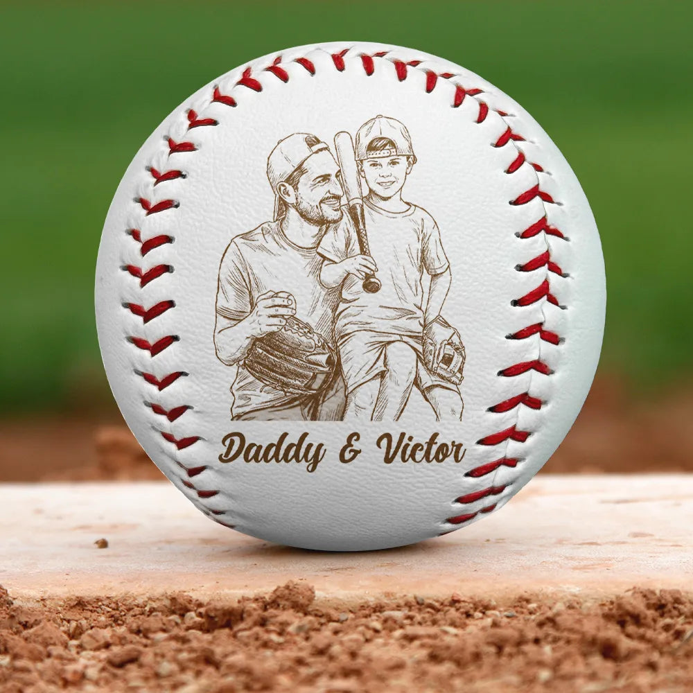 Custom Photo,Baseball,Sport Dad,Gift For Father,Dad - Sons,Photo - Pencil Sketch,Proud - Custom Photo Pencil Sketch Baseball We Hit A Homerun - Personalized Baseball, Softball