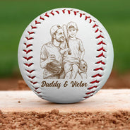 Custom Photo,Baseball,Sport Dad,Gift For Father,Dad - Sons,Photo - Pencil Sketch,Proud - Custom Photo Pencil Sketch Baseball We Hit A Homerun - Personalized Baseball, Softball