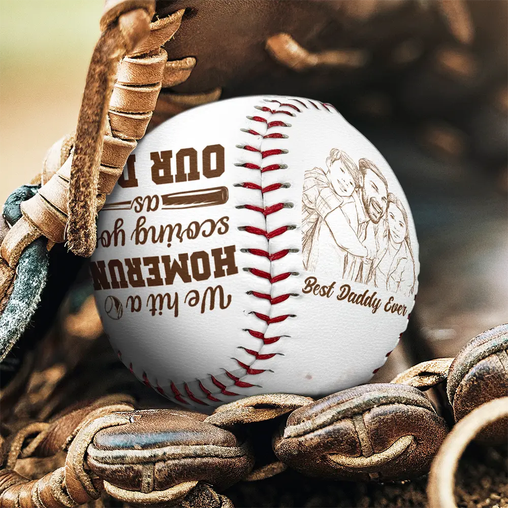 Custom Photo,Baseball,Sport Dad,Gift For Father,Dad - Sons,Photo - Pencil Sketch,Proud - Custom Photo Pencil Sketch Baseball We Hit A Homerun - Personalized Baseball, Softball