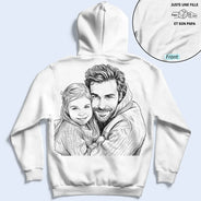 Gift For Father,Dad - Daughter (Young),Gift For Daughter,Gift For Children,Custom Photo,Art Design,French,Non-Eng,Proud,Photo - Pencil Sketch - Remove BG - Photo Personnalisée Croquis Au Crayon Photo Personnalisée Croquis Au Crayon Juste Un Papa Et Sa Fille - T-Shirt Personnalisé