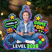 Art Design,Christmas,Custom Photo,Gaming,Gift For Kids,Happy,Photo - Gaming Lover,Top Market-Christmas Gift For Kids, Game Lovers - Personalized Custom Photo Game On Acrylic Ornament