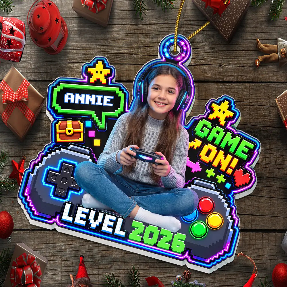 Art Design,Christmas,Custom Photo,Gaming,Gift For Kids,Happy,Photo - Gaming Lover,Top Market-Christmas Gift For Kids, Game Lovers - Personalized Custom Photo Game On Acrylic Ornament