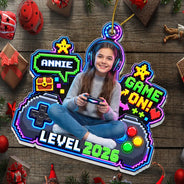 Art Design,Christmas,Custom Photo,Gaming,Gift For Kids,Happy,Photo - Gaming Lover,Top Market-Christmas Gift For Kids, Game Lovers - Personalized Custom Photo Game On Acrylic Ornament