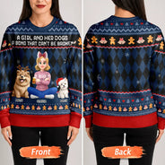 Christmas,Dog Mom,Gift For Mother,Gifts For Her,Happy,Pet Lovers,Vector - Christmas Gift For Dog Mom - Personalized A Girl And Her Dog Unisex Ugly Sweater