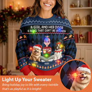 Christmas,Dog Mom,Gift For Mother,Gifts For Her,Happy,Pet Lovers,Vector - Christmas Gift For Dog Mom - Personalized A Girl And Her Dog Unisex Ugly Sweater