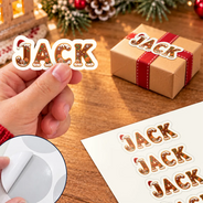 Adorable, Christmas, Gift For Kids, Icon - Christmas Gift Labels For Kids And Family - Personalized Name Santa Hat Letter Sticker