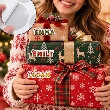 Christmas Gift Labels For Kids And Family - Personalized Name Santa Hat Letter Sticker