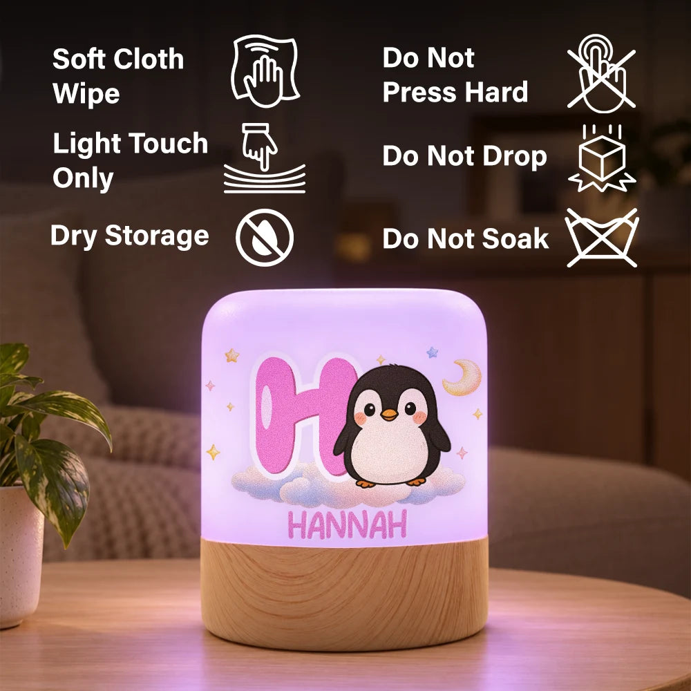 Adorable,Gift For Kids,Icon - Birthday Gift For Kids - Personalized Cute Animal Name Touch Night Light
