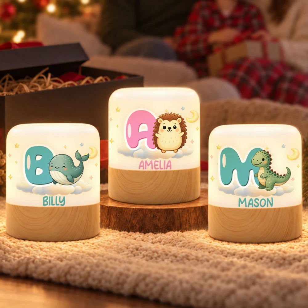 Adorable,Gift For Kids,Icon - Birthday Gift For Kids - Personalized Cute Animal Name Touch Night Light
