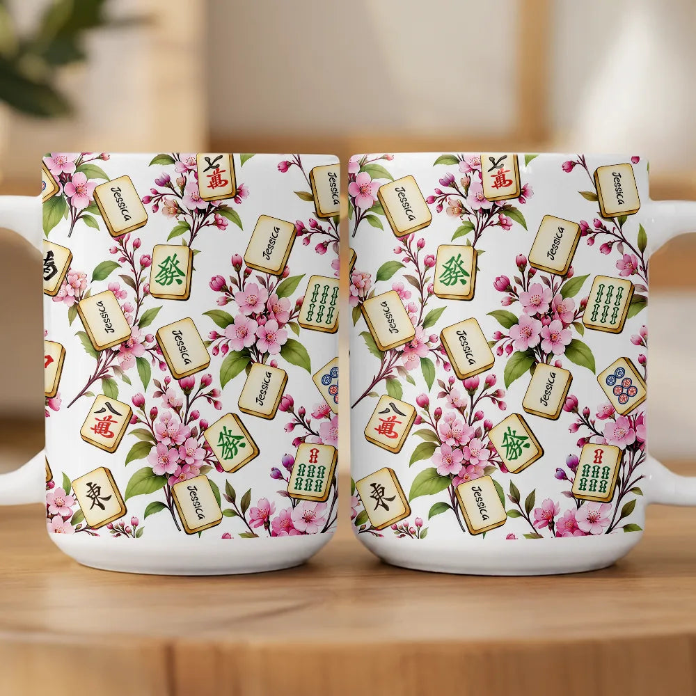 Confident,Gift For Women,Gift For Yourself,Gifts For Her,Icon - Mahjong Player Birthday Gift - Personalized Birth Flower And Name Mug