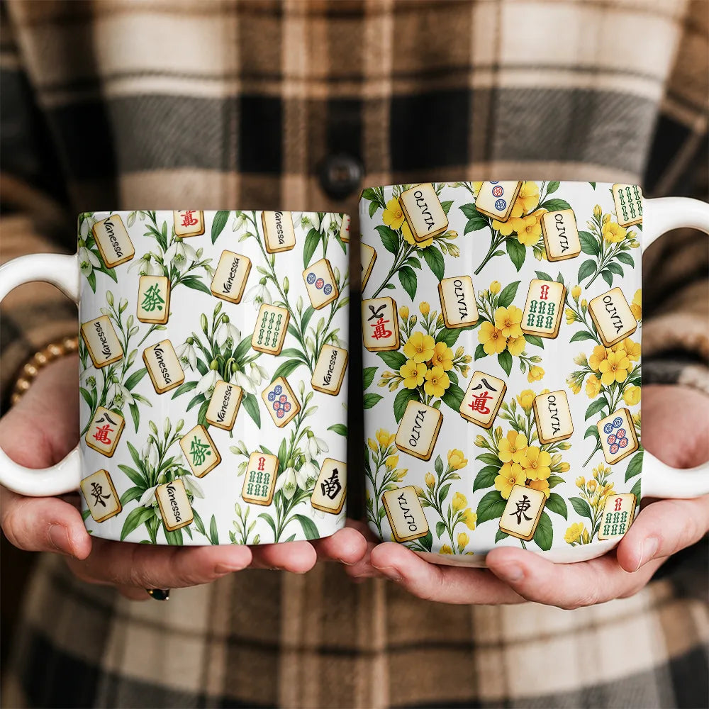 Confident,Gift For Women,Gift For Yourself,Gifts For Her,Icon - Mahjong Player Birthday Gift - Personalized Birth Flower And Name Mug