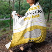 Dog Cat Stole My Heart - Gift For Pet Lovers - Personalized Fleece Blanket