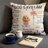 God Says I Am Birth Month Flower - Personalized Pillow