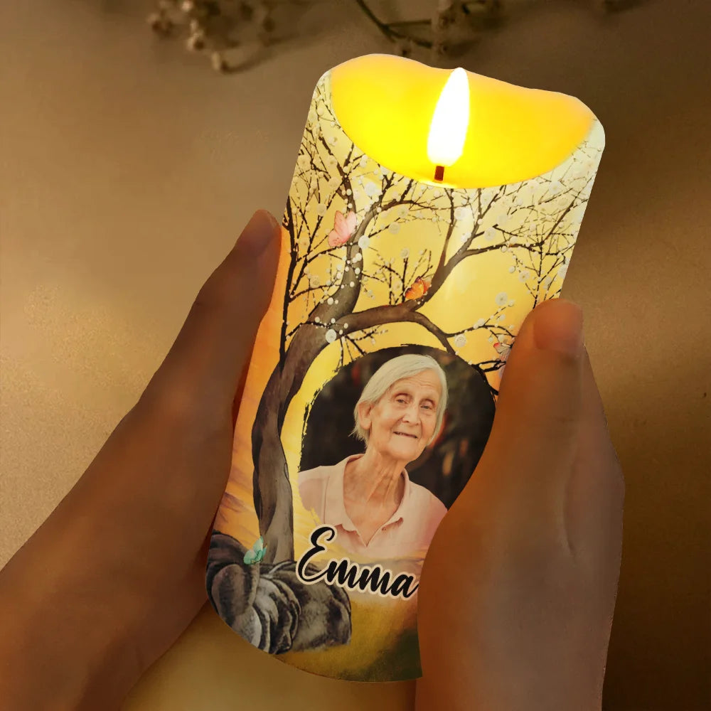 Memorial,Gift For Women,Gift For Men,Family,Sad,Top Market,Custom Photo - Custom Photo Calendar Memorial The Moment Your Heart Stopped - Personalized Flameless LED Candle