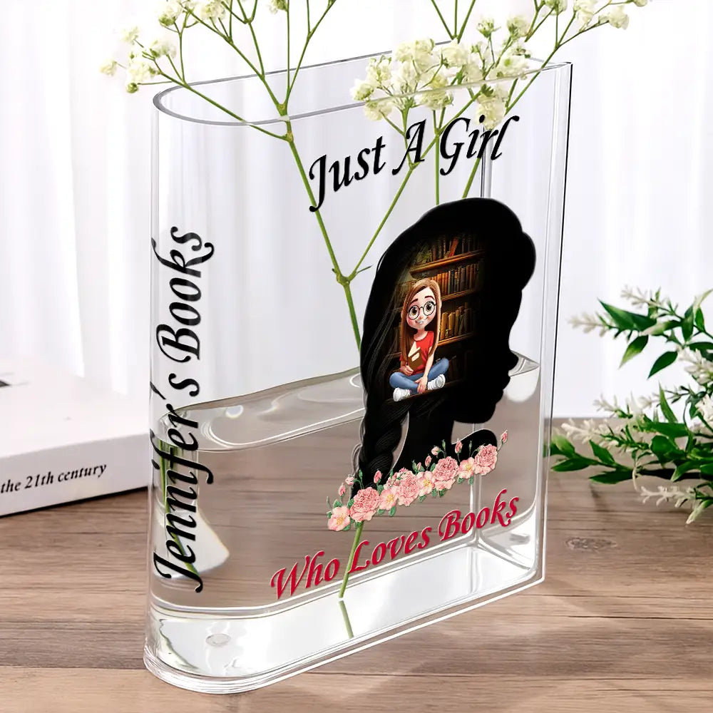 Gift For Yourself, Gift For Women, Reading, Happy - Some Girls Are Just Born With Books In Their Souls - Personalized Acrylic Book Vase