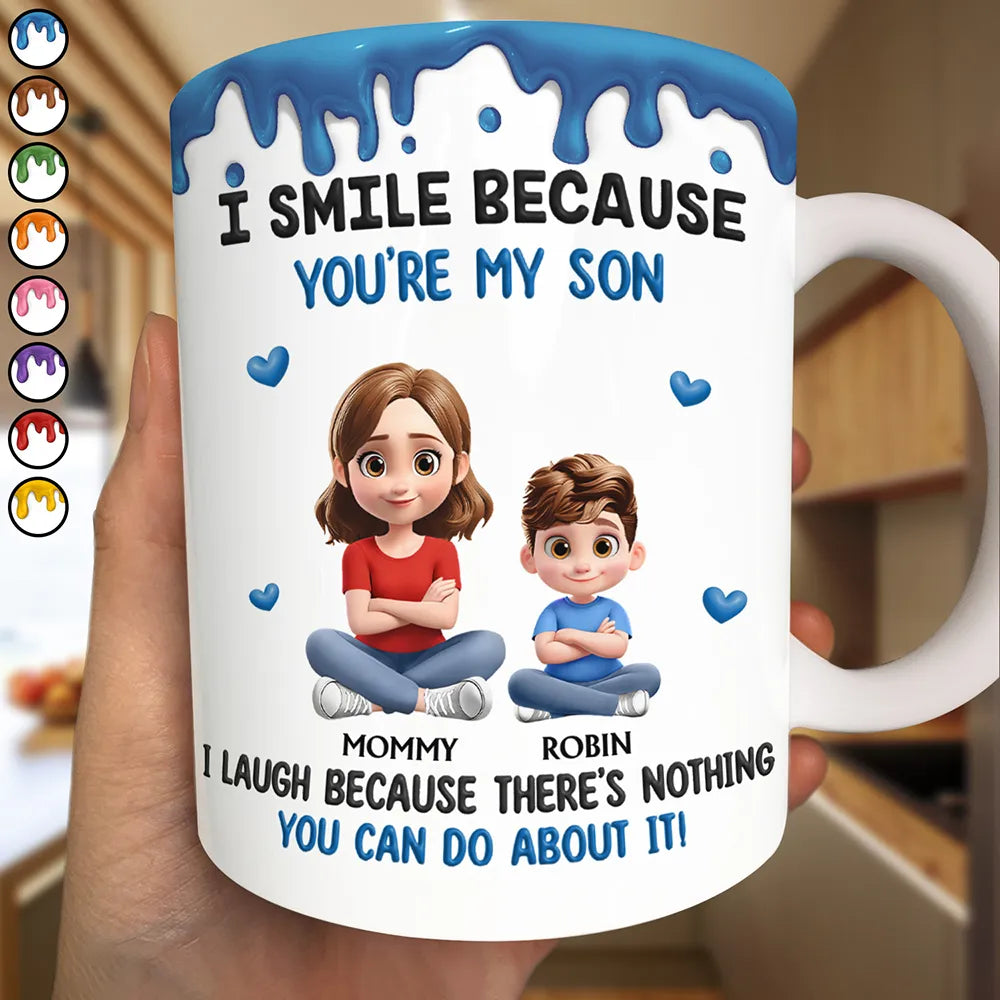 I Smile Because You Are My Daughter Son Version 2 - Personalized White Edge-to-Edge Mug