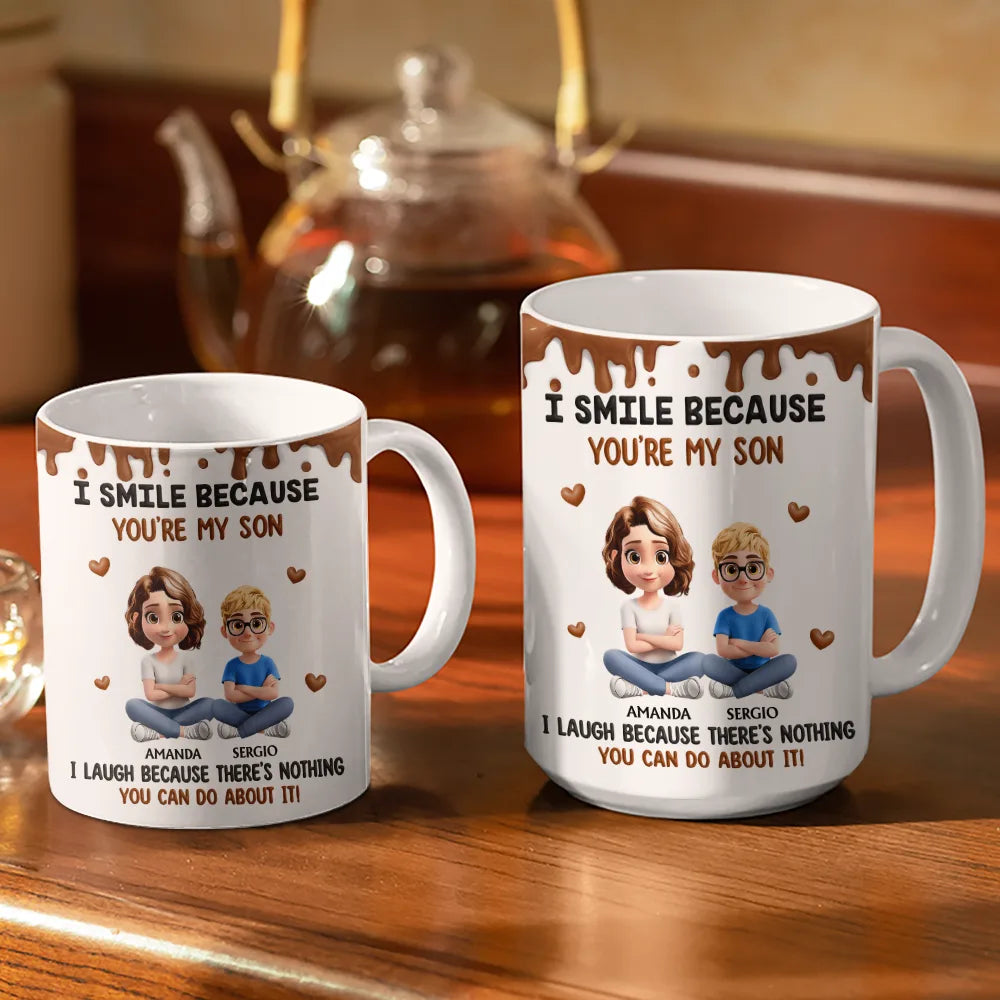 Mom - Sons, Mom - Daughters (Adult), Gift For Daughter, Gift For Son, Funny - I Smile Because You Are My Daughter Son Version 2 - Personalized White Edge-to-Edge Mug