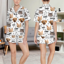 Custom Photo Funny Pet Face Pattern Dog Cat Family - Personalized Short Pajamas Set