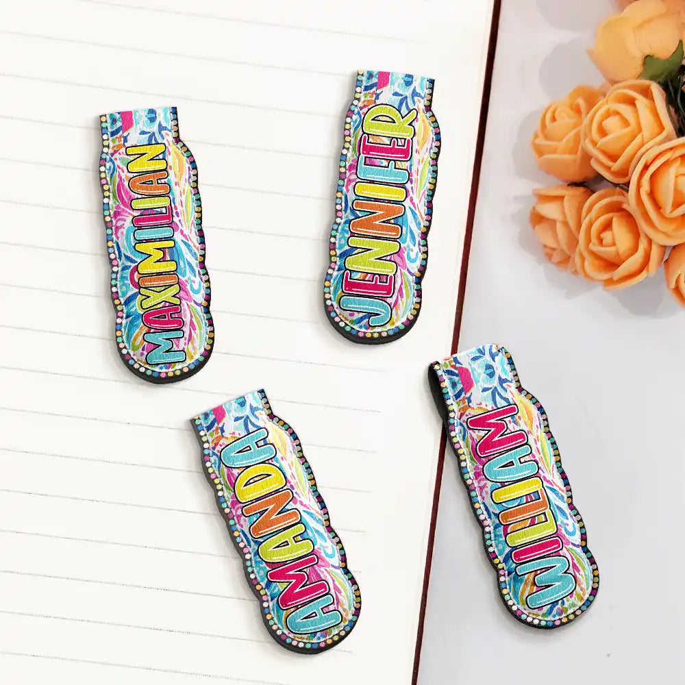 Reading,Gift For Yourself,Gift For Kids,Happy - Bright Paisley Name Every Chapter Knows Your Name - Personalized Custom Shaped Leather Magnetic Bookmark