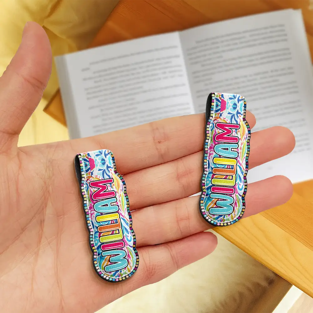 Reading,Gift For Yourself,Gift For Kids,Happy - Bright Paisley Name Every Chapter Knows Your Name - Personalized Custom Shaped Leather Magnetic Bookmark