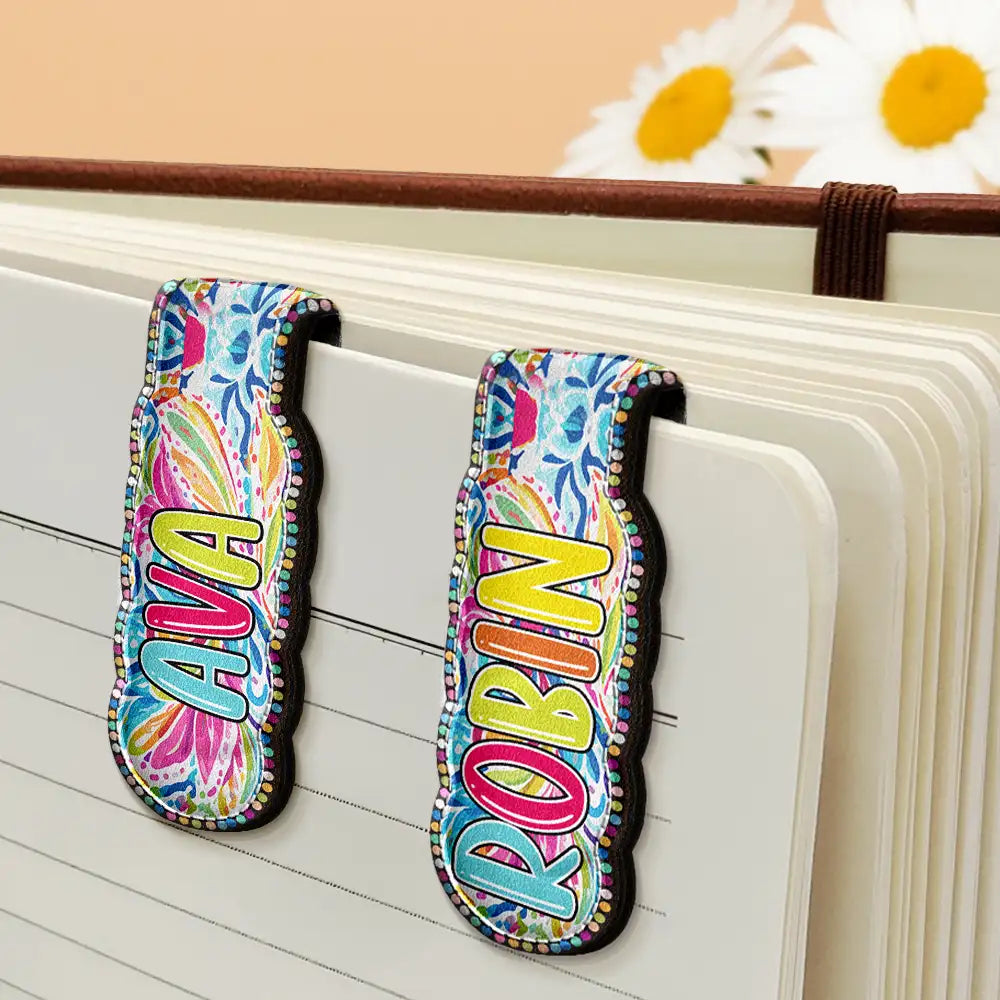 Reading,Gift For Yourself,Gift For Kids,Happy - Bright Paisley Name Every Chapter Knows Your Name - Personalized Custom Shaped Leather Magnetic Bookmark