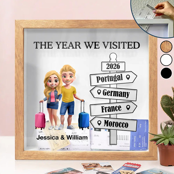 Travel,Gift For Couples,Gift For Husband,Gift For Wife,Happy - The Year We Visited - Personalized Ticket Memory Box