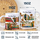 Reading,Gift For Yourself,Happy - Stained Glass Style Birth Month Flower A Girl Who Loves Books - Personalized White Edge-to-Edge Mug